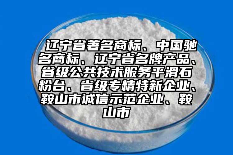  遼寧省著名商標(biāo)、中國馳名商標(biāo)、遼寧省名牌產(chǎn)品、省級公共技術(shù)服務(wù)平滑石粉臺、省級專精特新企業(yè)、鞍山市誠信示范企業(yè)、鞍山市